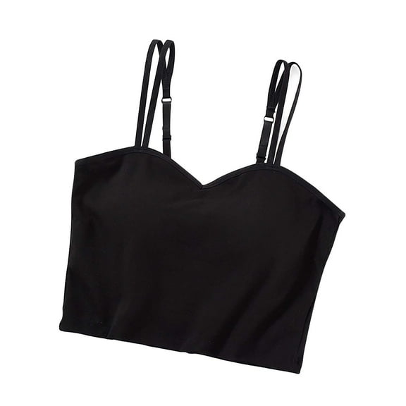 LYXSSBYX Tank Top with Built in Bra Women's Straight Neck Suspender, Solid Color, Breast Pad, Camisole, Top Underneath, Women