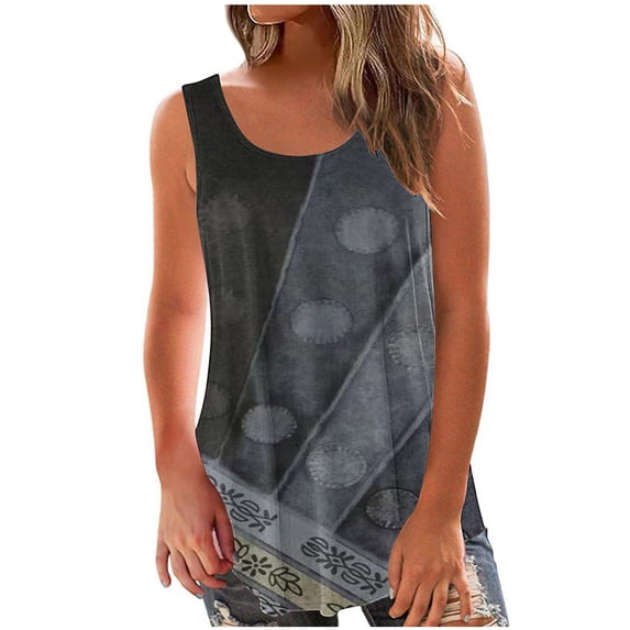 LYXSSBYX Tank Tops for Women Clearance Women's Fashion Solid Round-Neck Loose Sleeveless T-shirt Pullover Tops