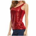 thumbnail image 1 of LYXSSBYX Tank Tops for WomenSummer New Casual Solid Color Shiny Sequin Suit Undershirt, 1 of 5