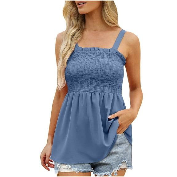 LYXSSBYX Tank Tops for Womens Casual Solid Color Tank Fit Round Neck Sleeveless Elasticity Tee Tops Tops Blouses