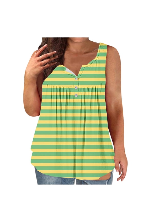 Tank Tops for Womens Tank Summer Solid Sleeveless Flared Trendy Casual Blouse Button Tunic Shirt Tops