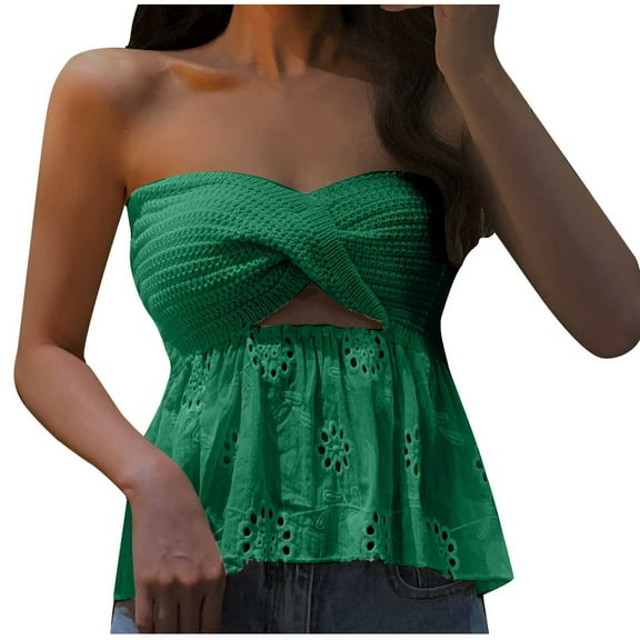 LYXSSBYX Tank Tops for Women Women's Bra Knitted Suspender Lace Sleeveless Off Shoulder Tight-fitting Thin Wool Knit Jacket