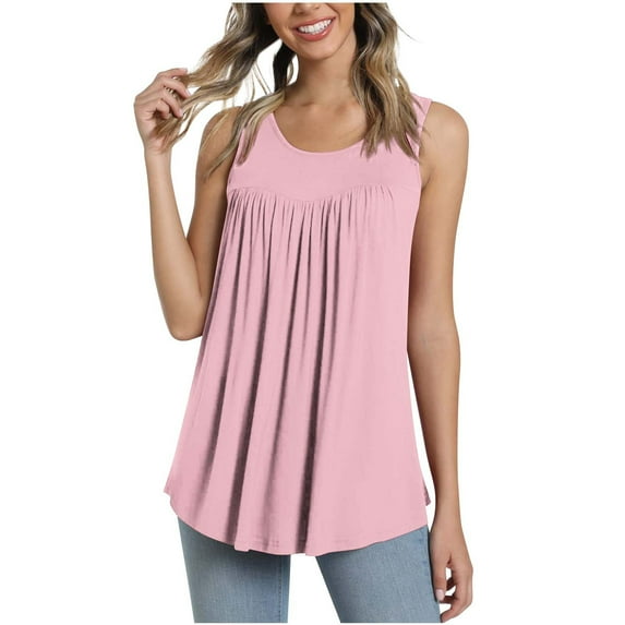 LYXSSBYX Tank Tops for Women Women's Summer Casual Sleeveless Blouse Crewneck Tops Solid Color T-Shirt Vest for Women