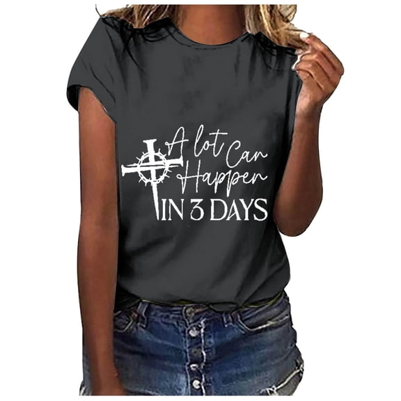 LYXSSBYX Tshirts Shirts for Women Easter Printed Short Sleeved Casual Loose Top Short Sleeved Round Neck Top/shirt