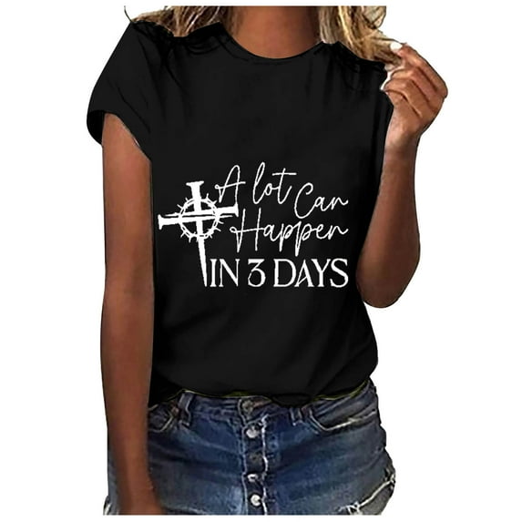 LYXSSBYX Tshirts Shirts for Women Easter Printed Short Sleeved Casual Loose Top Short Sleeved Round Neck Top/shirt