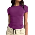 thumbnail image 1 of LYXSSBYX Tshirts Shirts for Women Women's Short Sleeve Solid Color Basics Crewneck Casual Top Pullover T-shirt, 1 of 5