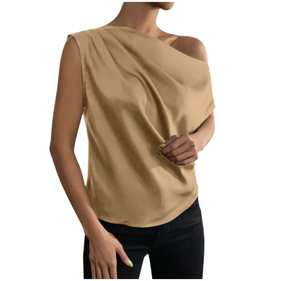 LYXSSBYX Tshirts Shirts for Women Womens Fashion Summer Short Sleeve Skew Collar Solid Casaul Tops T-shirt