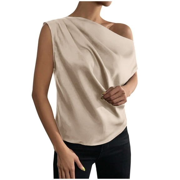 LYXSSBYX Tshirts Shirts for Women Womens Fashion Summer Short Sleeve Skew Collar Solid Casaul Tops T-shirt