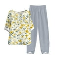 thumbnail image 1 of LYXSSBYX Two Piece Sets for Women Summer Women's Casual Round Neck 5/4 Sleeve Top and Pants Digital Printing Two-piece Set, 1 of 1