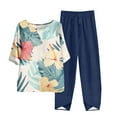 thumbnail image 1 of LYXSSBYX Two Piece Sets for Women Summer Women's Casual Round Neck 5/4 Sleeve Top and Pants Digital Printing Two-piece Set, 1 of 1