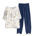 thumbnail image 1 of LYXSSBYX Two Piece Sets for Women Summer Women's Casual Round Neck 5/4 Sleeve Top and Pants Digital Printing Two-piece Set, 1 of 1