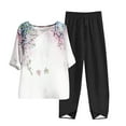 thumbnail image 1 of LYXSSBYX Two Piece Sets for Women Summer Women's Casual Round Neck 5/4 Sleeve Top and Pants Digital Printing Two-piece Set, 1 of 1