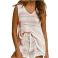 thumbnail image 1 of LYXSSBYX Two Piece Sets for Women Summer Women's Casual Solid Color Sleeveless Shorts Set Sleeveless V-neck Top/shirt Set, 1 of 7