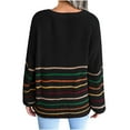 thumbnail image 1 of LYXSSBYX V-Neck Long Sleeve Sweater Tops Hot Sale Clearance for Women Fashion Casual Rainbow Stripes Casual Loose Long Sleeve Sweater, 1 of 3