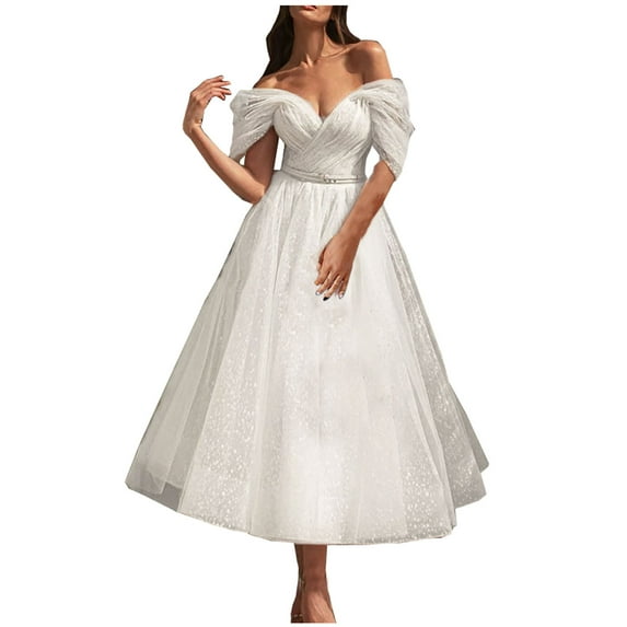 LYXSSBYX Wedding Dresses for Women Elegant Women's Casual Sexy Fashion Raglan Sleeves V-Neck Dress Midi Wedding Dresses Evening Patry Dress