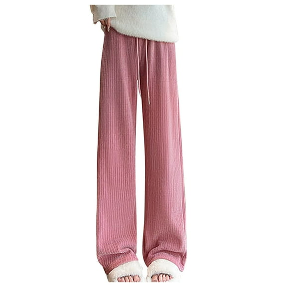 LYXSSBYX Wide Leg Sweatpants Women Plush and Thickened Women's Solid Color Wide Leg Pants Loose Casual Sanitary Pants Straight Tube Large Size Long Pants