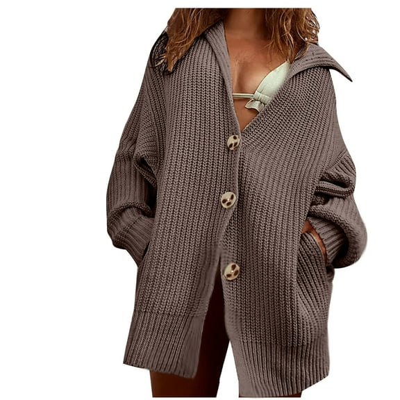 LYXSSBYX Winter Coats for Women Fashion Women Winter Solid Fashion Casual Hollow Dough Twists Solid Button Knitting Cardigan Coat