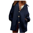 thumbnail image 1 of LYXSSBYX Winter Coats for Women Fashion Women Winter Solid Fashion Casual Hollow Dough Twists Solid Button Knitting Cardigan Coat, 1 of 8