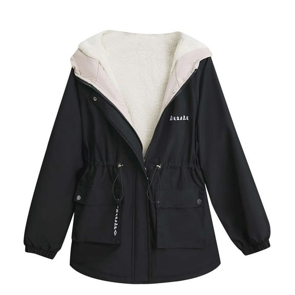 LYXSSBYX Winter Coats for Women Fashion Women's Warm Casual Tops Solid Color Long Sleeve Coat Hoodies Jacket Winter Outwear