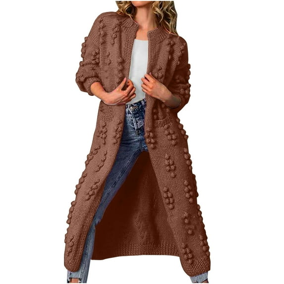 LYXSSBYX Winter Coats for Women Women Fashion Casual Warm Solid Coat Long Outerwear Sweater Knit Cardigan