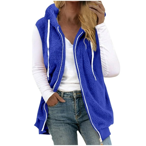 LYXSSBYX Winter Coats for Women Deals Womens Fall Winter Sleeveless Coat Zip up Warm Jackets Outerwear with Pockets
