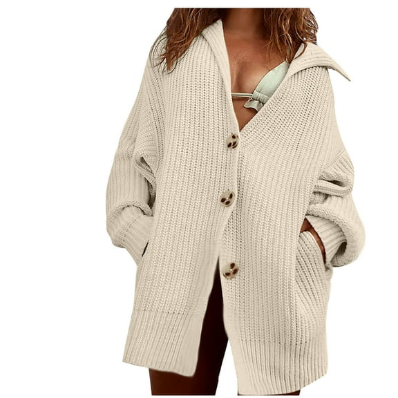 LYXSSBYX Winter Coats for Women Fashion Women Winter Solid Fashion Casual Hollow Dough Twists Solid Button Knitting Cardigan Coat