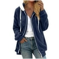 thumbnail image 1 of LYXSSBYX Winter Coats for Women Fashion Women's Zipper V-Neck Pullover Tops Long Sleeve Hooded Blouse Sweatshirt, 1 of 5