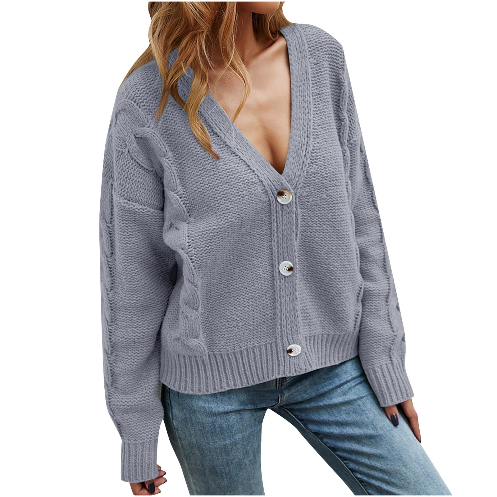Grianlook Women Sweater Button Down Knit Cardigan Long Sleeve Cozy...