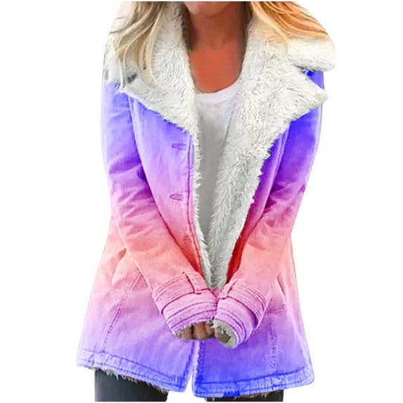 LYXSSBYX Winter Coats for Women Women Plus Size Winter Warm Composite Plush Button Lapels Jacket Outwear Coat