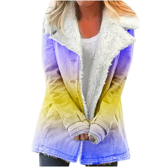 LYXSSBYX Winter Coats for Women Women Plus Size Winter Warm Composite Plush Button Lapels Jacket Outwear Coat