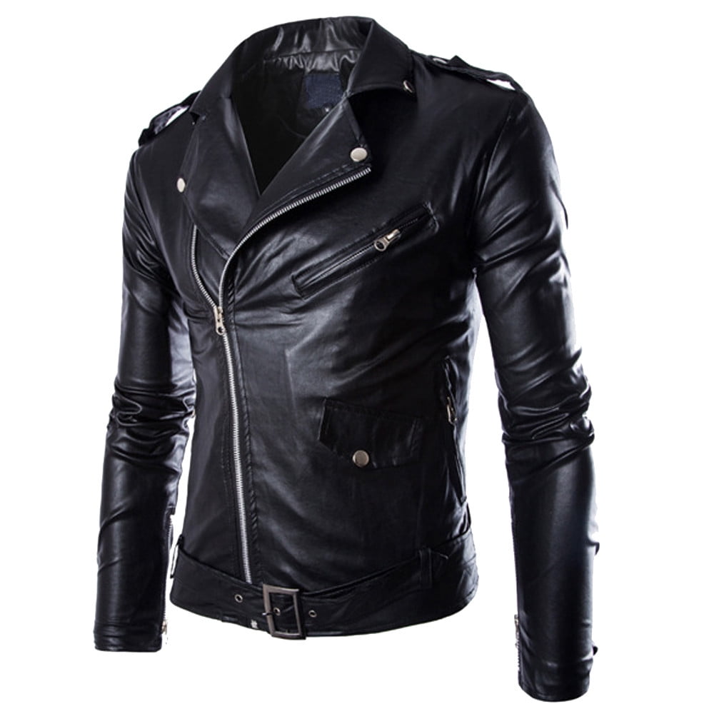 LYXSSBYX Winter Jackets for Men Clearance Fashion Men's Autumn Winter Casual Leather Zipper Long Sleeve Jacket Coat Tops