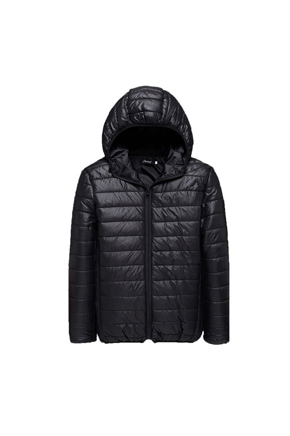 Winter Jackets for Men Clearance Men Solid Casual Thicken Hooded Zipper Youthful Vitality Cotton Padded Jacket Coats
