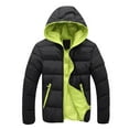 thumbnail image 1 of LYXSSBYX Winter Jackets for Men Clearance Men's Fashion Casual Autumn and Winter Color Contrast Thick Hooded Cotton Jacket, 1 of 3