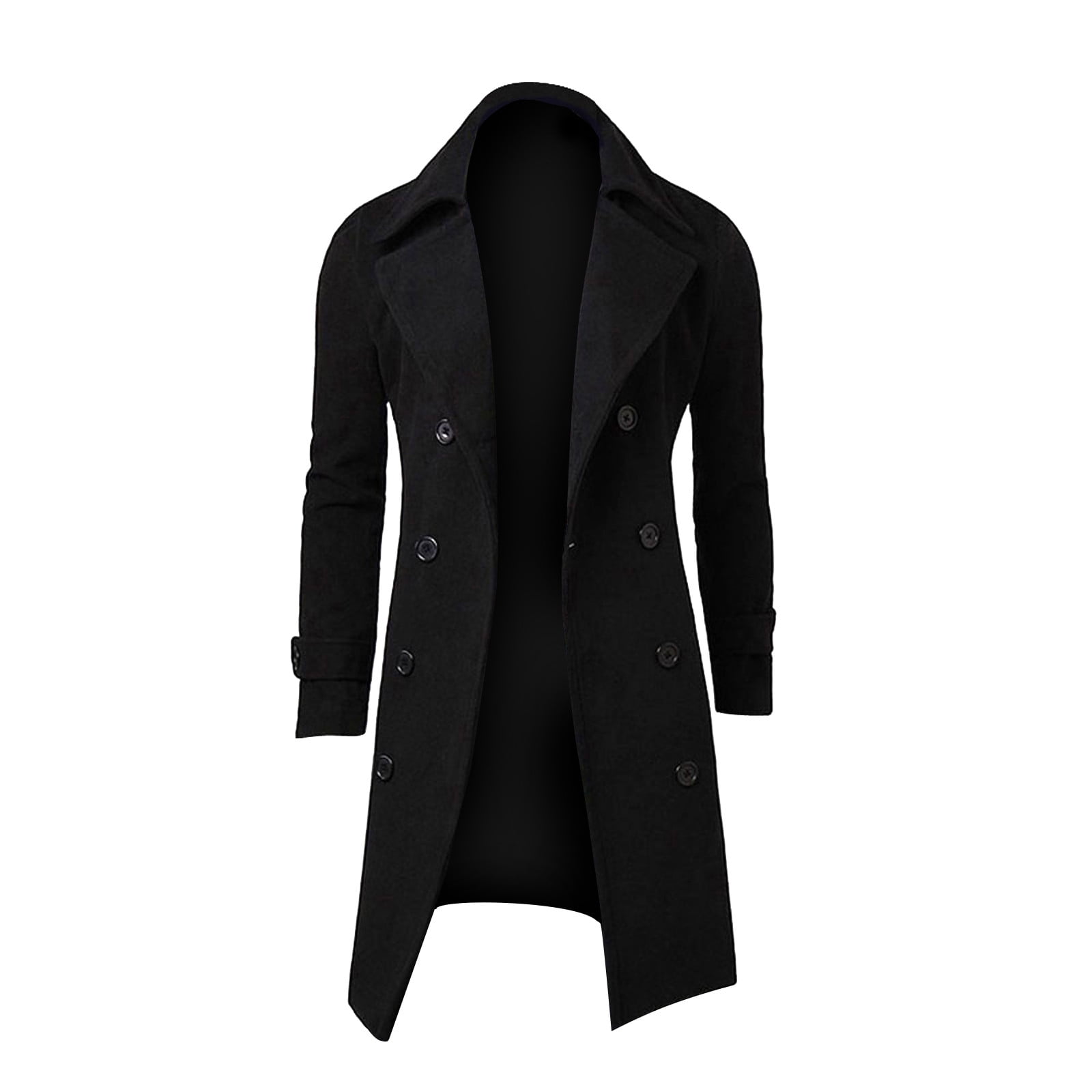 Xysaqa Men's Trench Hooded Coat Winter Classic Wool-Blends