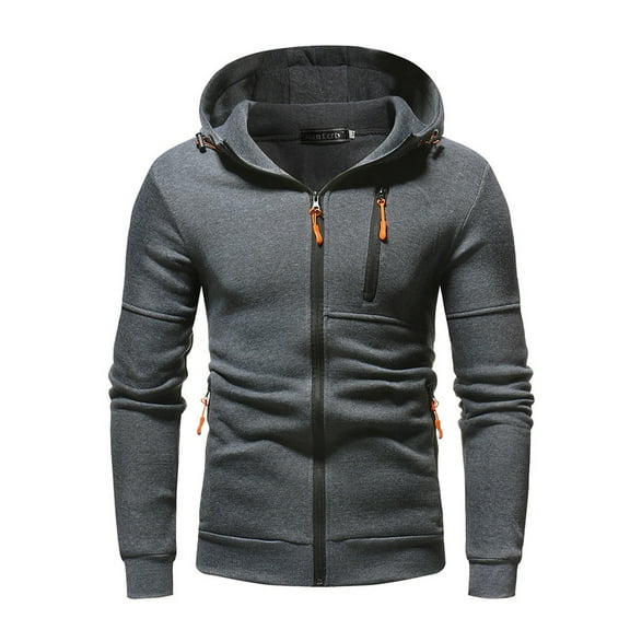 LYXSSBYX Winter Jackets for Men Clearance Winter Men's Splice Cap with Long Sleeve Zip Sweater Tops Blouse