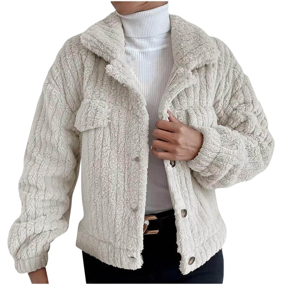 LYXSSBYX Winter Shackets for Women Fashion Woman Long Sleeve Open Front Loose Outerwear Solid Blouse Coat Tops Button Blouse
