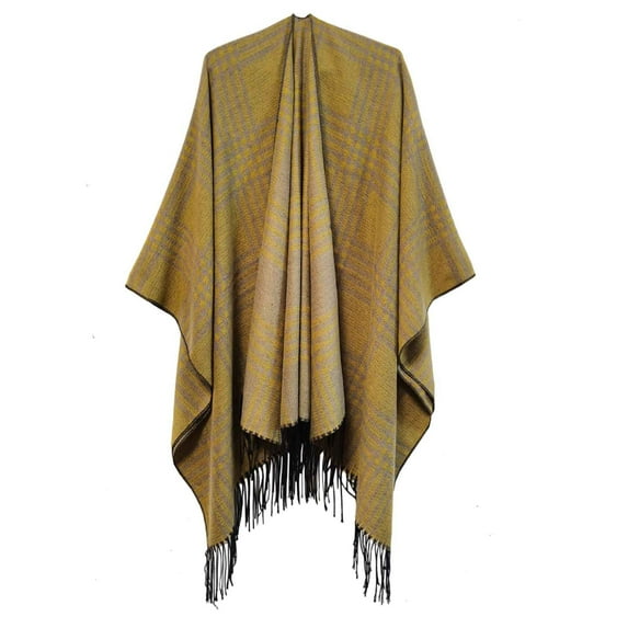 LYXSSBYX Winter Shackets for Women Clearance Women's Fashion Shawl Plaid Print Cloak Loose Tops Blouse Knitted Sweater Coat