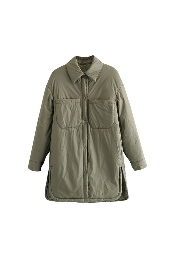 Winter Shackets for Women Winter for Women, Womens Winter Clothes Plus Size Warm Lapel Leather Cotton Coat Long Sleeve Jacket