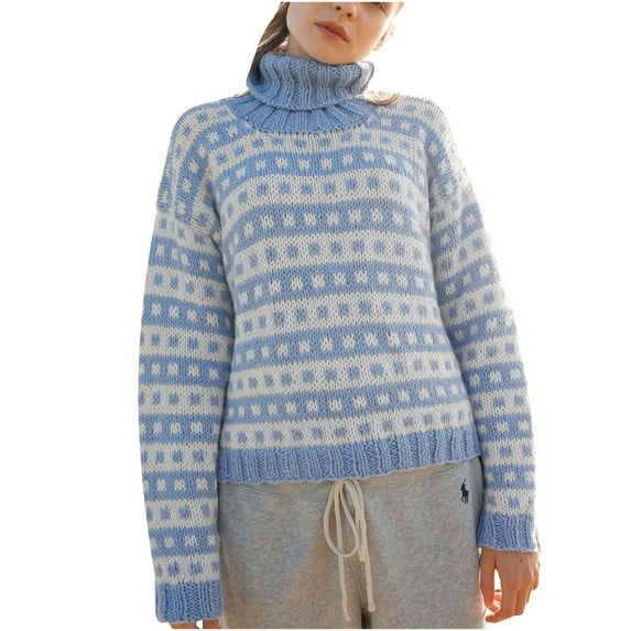 LYXSSBYX Women Fall Sweaters Dress for Women 2022 Hot Sale Clearance Ladies Fashion Casual High Neck Color Slim Long Sleeve Knitted Sweater