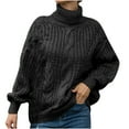 thumbnail image 1 of LYXSSBYX Women Fall Sweaters Dress for Women 2022 Hot Sale Clearance Women Casual Turtleneck Pullover Long Sleeve Solid Loose Knitted Sweater Tops, 1 of 9