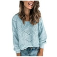 thumbnail image 1 of LYXSSBYX Women Fall Sweaters Dress for Women 2022 Hot Sale Clearance Women's Knitwear Pure Color Mohair Pullover Hollow Sweater, 1 of 7