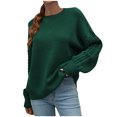 thumbnail image 1 of LYXSSBYX Women Fall Sweaters for Women 2022 Hot Sale Clearance Women Casual Solid Knitting Thick Needle Twisted Rope Long Sleeve Round Neck Sweaters Blouse, 1 of 7