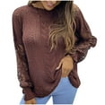 thumbnail image 1 of LYXSSBYX Women Fall Sweaters for Women 2022 Hot Sale Clearance Women Casual Soild Long Sleeve Knit Pullover Crewneck Sweater Coat, 1 of 6