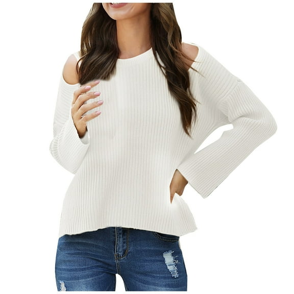 LYXSSBYX Women Fall Sweaters for Women 2022 Hot Sale Clearance Women Long Sleeve Knitted Loose Sweater Jumper Straples Tops Blouse