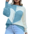 thumbnail image 1 of LYXSSBYX Women Fall Sweaters for Women 2022 Hot Sale Clearance Women's Casual Long Sleeve Loose O-Neck Heart Pattern Sweater Pullover, 1 of 5