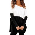 thumbnail image 1 of LYXSSBYX Women Fall Sweaters for Women 2022 Hot Sale Clearance Women's Casual Splicing Hedging Pocket Blouse Long Sleeve Tops Sweater, 1 of 7