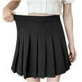thumbnail image 1 of LYXSSBYX Women High Waist A-line Skirt Hot Sale Clearance Fashion Women Pleated A-Line Skirt Anti-Burnout Solid High Waist Short Skirt, 1 of 1