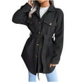 thumbnail image 1 of LYXSSBYX Women Long Sleeve Shacket Jacket Hot Sale Clearance Fashion Women Solid Color Autumn and Winter Single-breasted Woolen Coat, 1 of 6