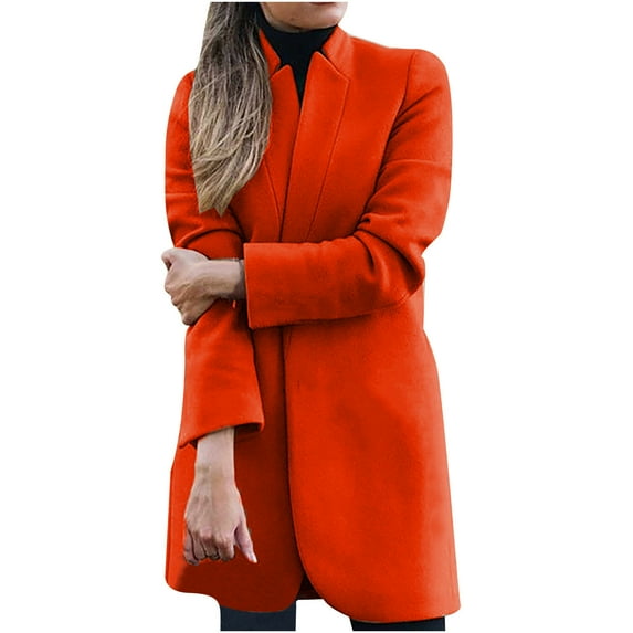 LYXSSBYX Women Long Sleeve Shacket Jacket Hot Sale Clearance Fashion Women Wool Coat Trench Jacket Ladies Warm Long Overcoat Outwear