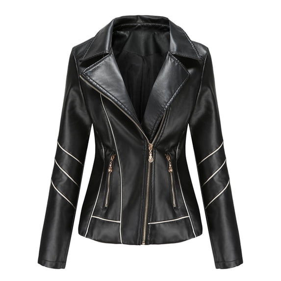 LYXSSBYX Women Long Sleeve Shacket Jacket Hot Sale Clearance New Ladies Slim Leather Stand-Up Collar Zipper Stitching Solid Color Jacket